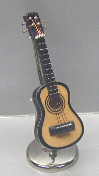 Dollhouse Miniature Classic Guitar with Case and Stand
